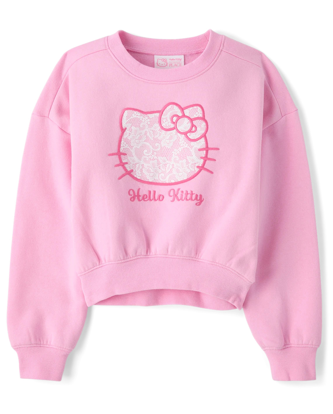 Girls Hello Kitty® Embroidered Premium Fleece Sweatshirt - pink | The Children's Place
