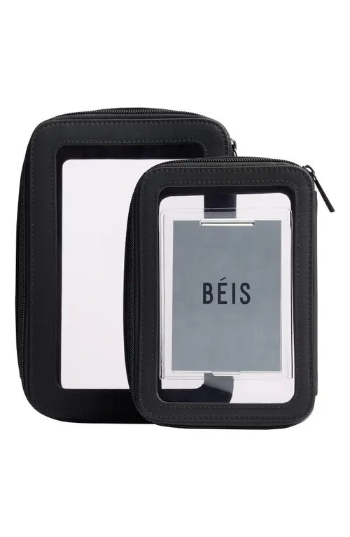 Béis The In-Flight Set of 2 Cosmetics Bags in Black at Nordstrom | Nordstrom