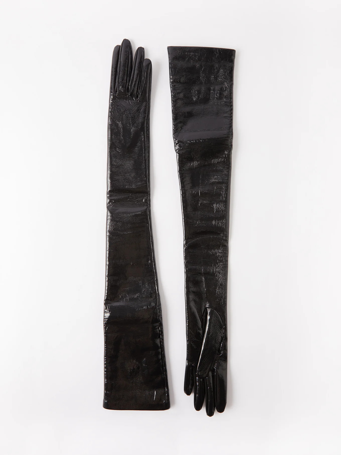 Long patent-leather gloves | Matches (UK)