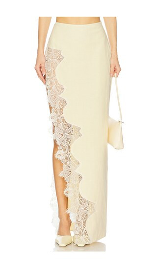 Lace Detailed Skirt in Yellow | Revolve Clothing (Global)