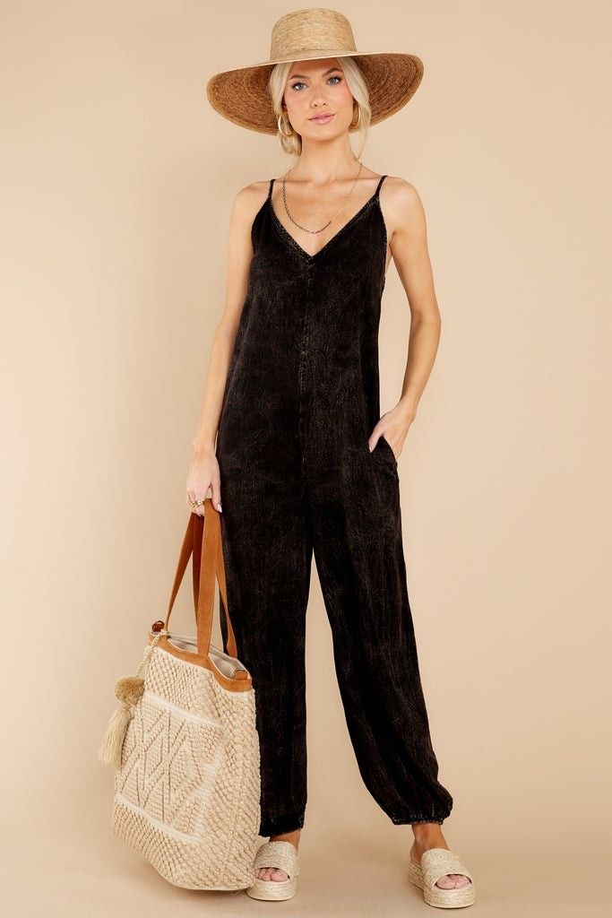 Take It To Go Washed Black Jumpsuit- Travel Outfit  | Red Dress 