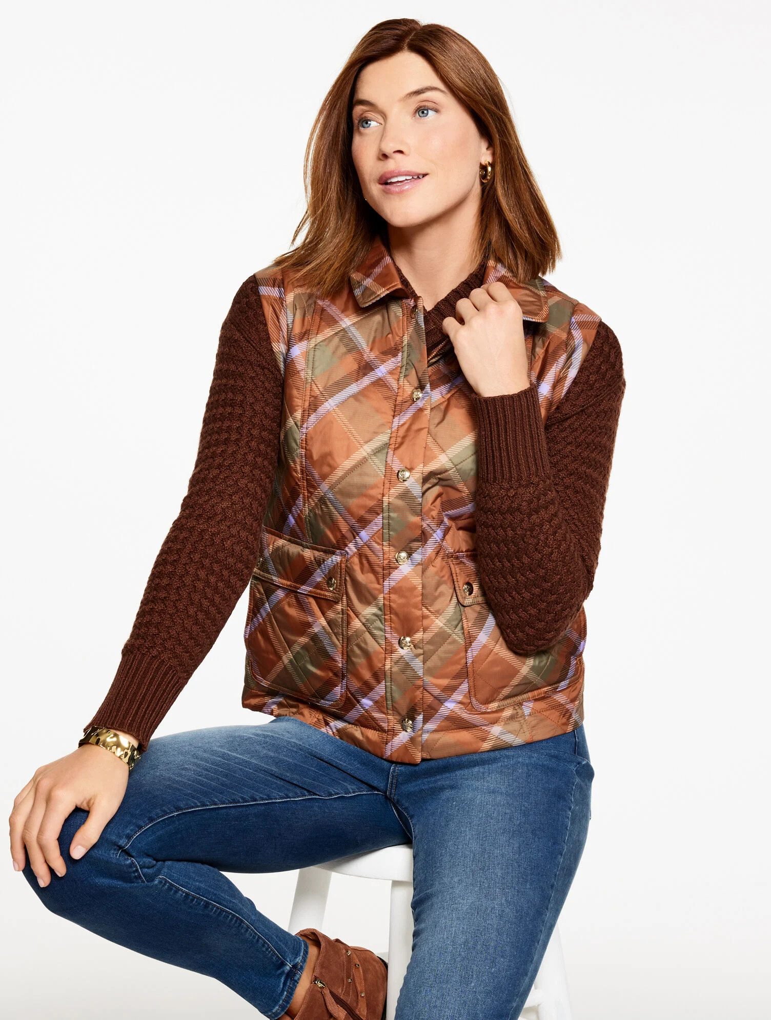 Quilted Barn Vest - Kellynch Plaid | Talbots
