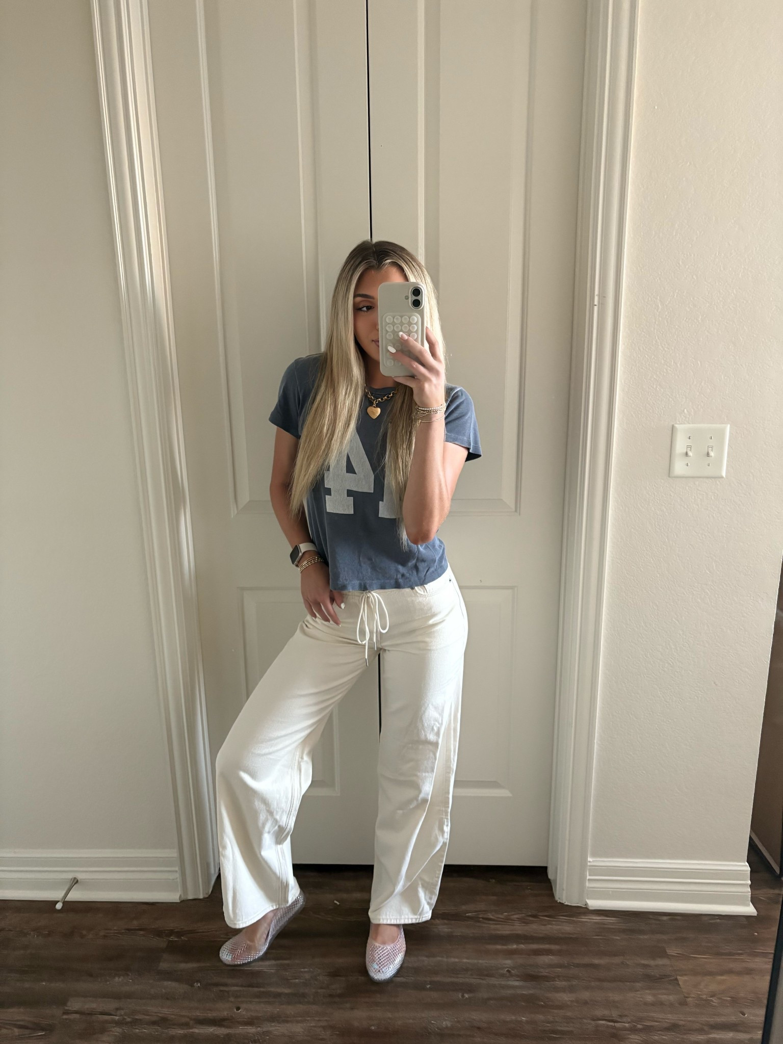 Casual outfit! Love these ecru drawstring jeans from Abercrombie 🤍 I wear a size 00/24! I feel like Abercrombie runs a little big so I like to size down. 

#LTKShoeCrush #LTKStyleTip