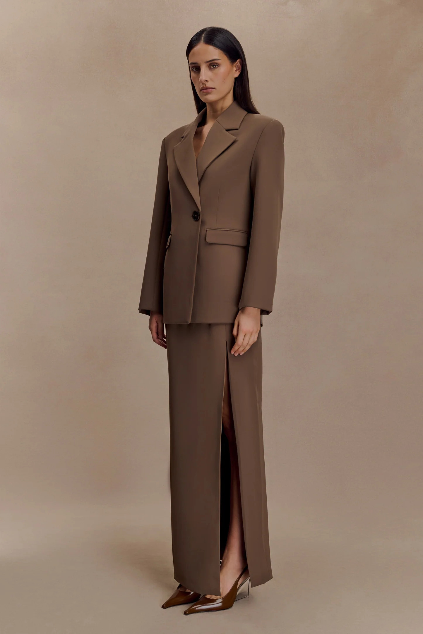 Mateo Oversized Blazer - Cacao Brown | MESHKI US