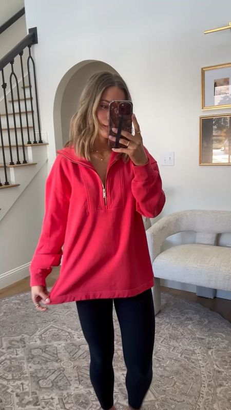 This red is SO pretty! A great pop of color for a spring wardrobe refresh! ❤️

Wearing an xs 🫶🏻 so this is a true oversized fit! Love the length of this and comes in a few different colors! 

#LTKfindsunder100 #LTKfindsunder50 #LTKVideo