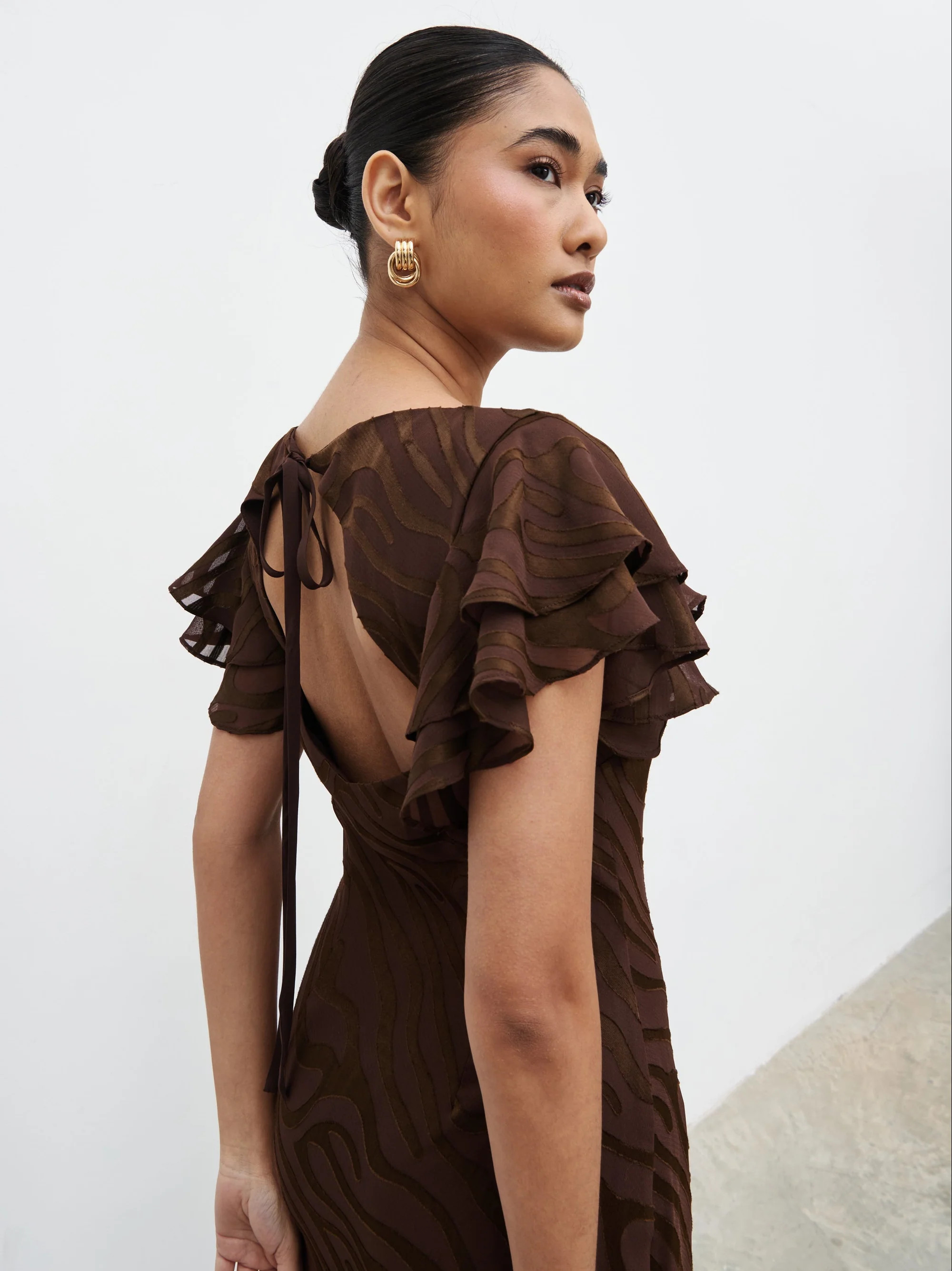 Ester Ruffle Jacquard Maxi Dress | Pretty Lavish (UK)