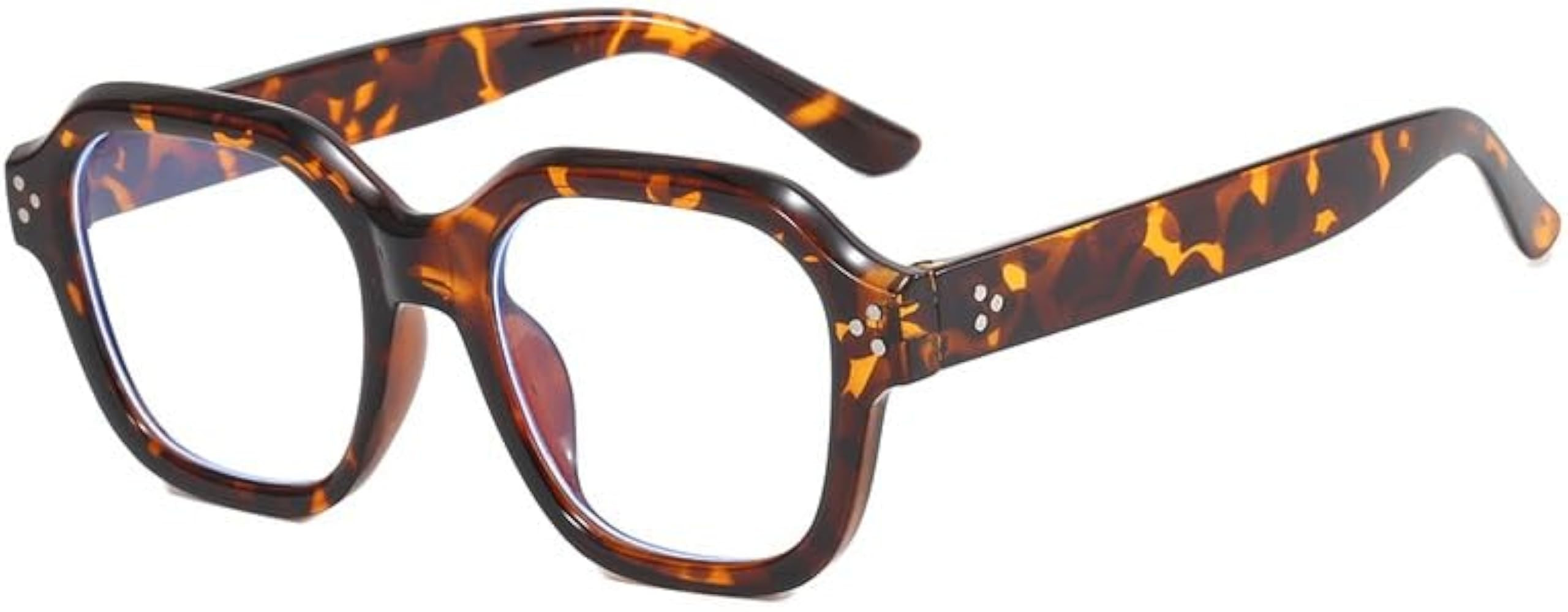 Retro Square Cat Eye Glasses - Rivet Design Blue Light Blocking Non-Prescription Frames for Women... | Amazon (US)