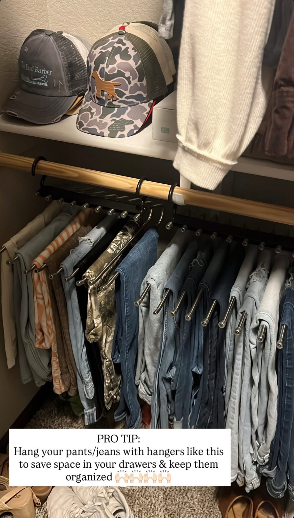 Saves space + keeps your pants organized!!! 🙌🏻🙌🏻🙌🏻

#LTKHome #LTKFindsUnder50