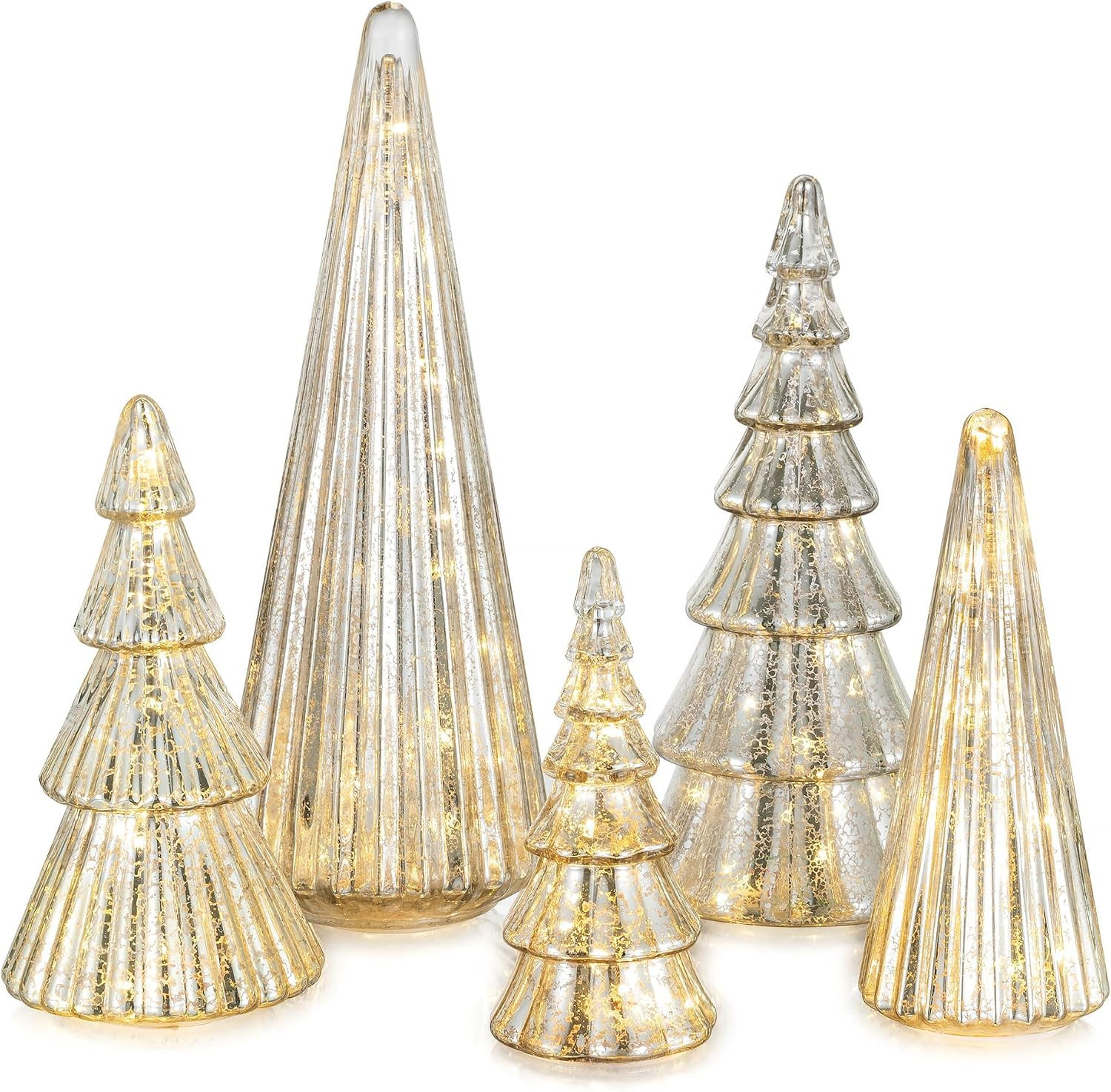 Glasseam Glass Christmas Tree Silver: 5 Pcs Mercury Christmas Decorations | Amazon (US)