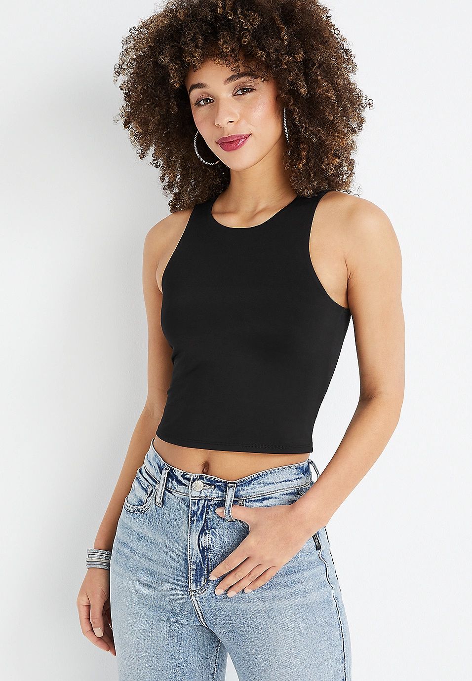 edgely™ High Neck Crop Top | Maurices