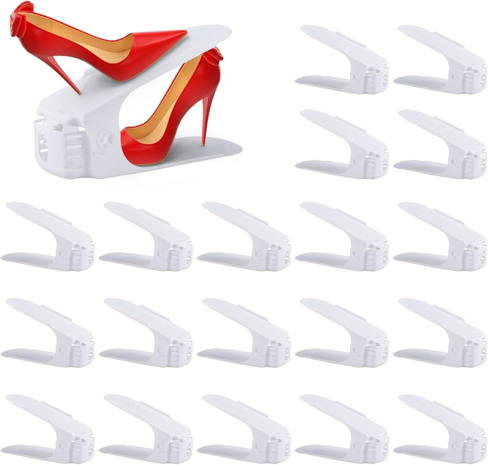 HOMOKUS Shoe Slots Organizer for Closet Organization, 20 Pack Adjustable Shoe Stacker Space Saver... | Amazon (US)