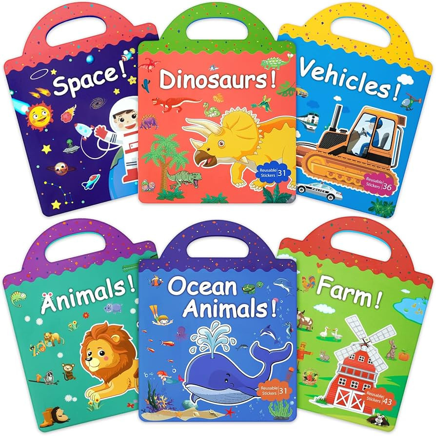 Reusable Sticker Books for Kids 2-4, 6 Sets Fun Activity Toddler Sticker Book Travel Waterproof L... | Amazon (US)