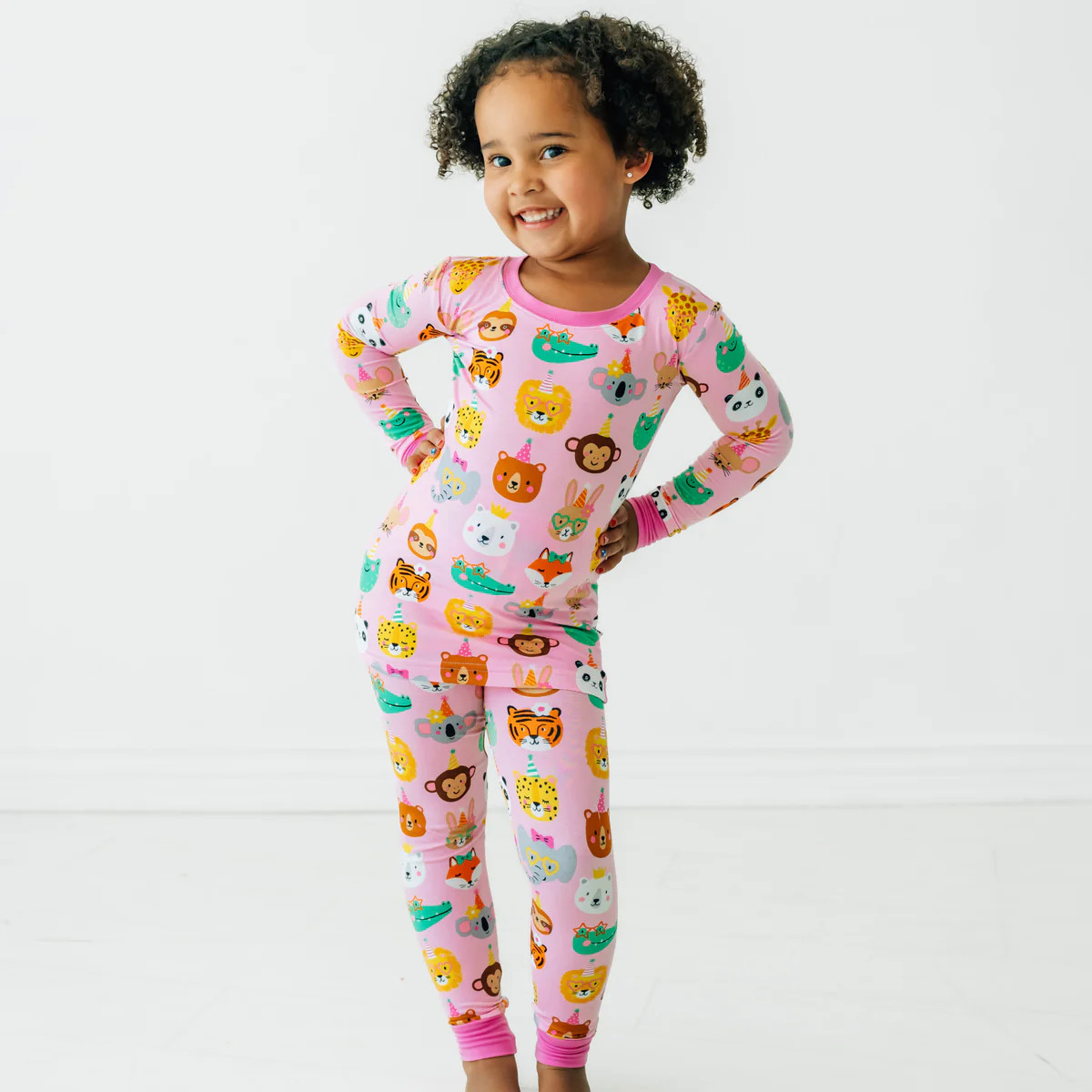 Pink Party Pals Two-Piece Pajama Set | Little Sleepies