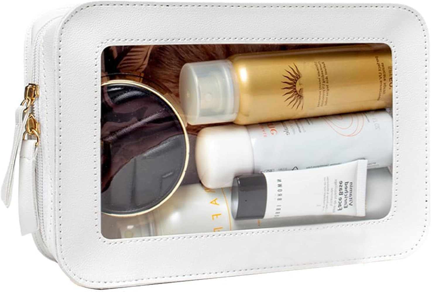 Clear Makeup Bag Small, TSA Approved Portable Toiletry Bag with Zipper Cosmetic Travel Bag Makeup... | Amazon (US)