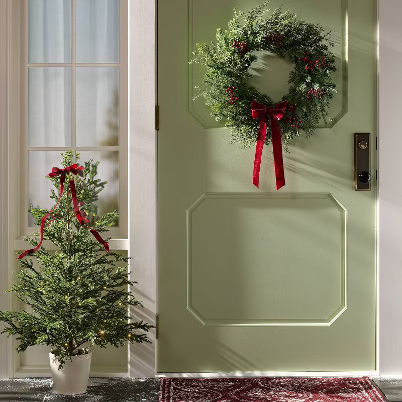24" Mixed Green and Red Berry Christmas Wreath - Threshold™ designed with Studio McGee | Target