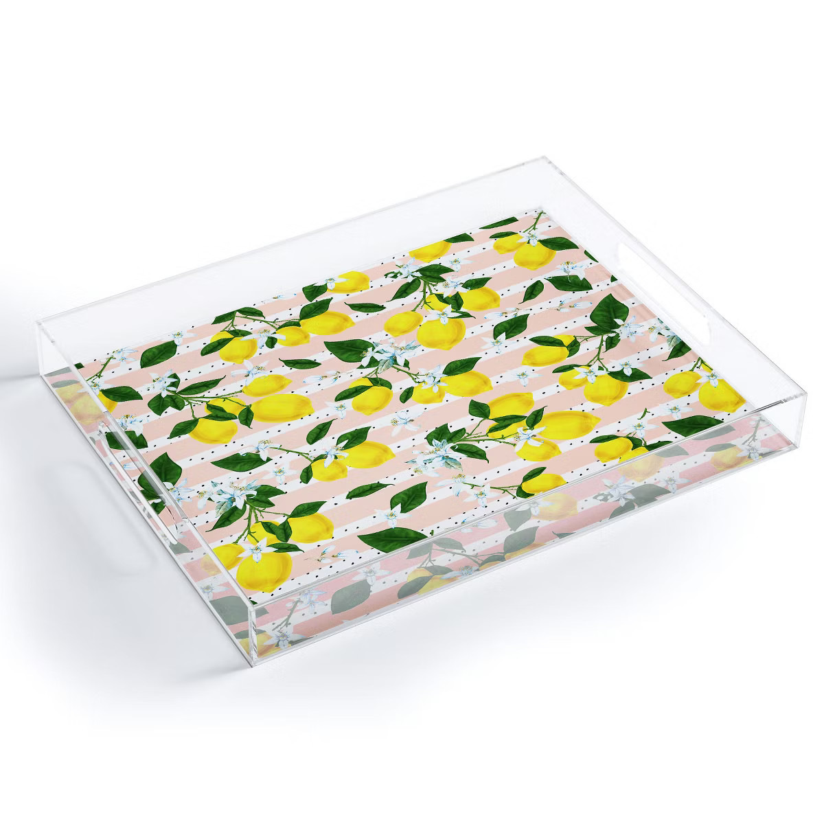 Marta Barragan Camarasa Pattern of Flowery Lemons Medium Acrylic Tray - Deny Designs | Target