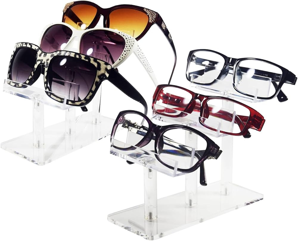 2Pcs Acrylic Eyeglasses Frame Stand Clear Sunglasses Display Stand Transparent Glasses Holder Sta... | Amazon (US)