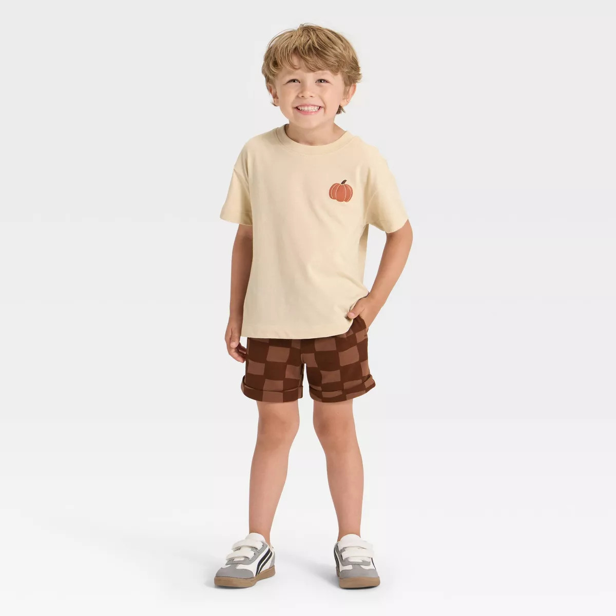 Toddler Boys' Short Sleeve Pumpkin Spice French Terry T-Shirt and Shorts Set - Cat & Jack™ Khak... | Target