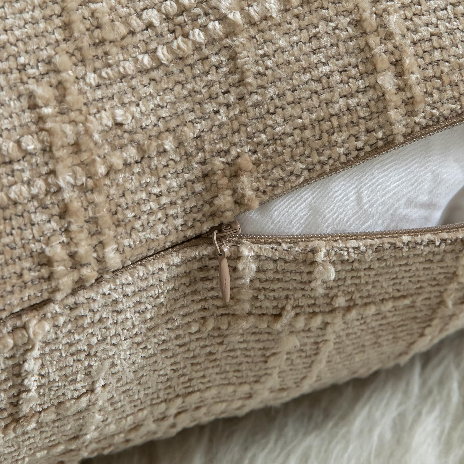 MANDIOO Pack of 2 Soft Chenille Textured Throw Pillow Covers Square Accent Solid Decorative Cushi... | Amazon (US)