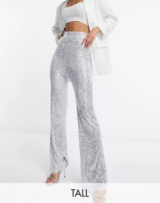 Jaded Rose Tall wide leg pant set in silver sequin | ASOS | ASOS (Global)