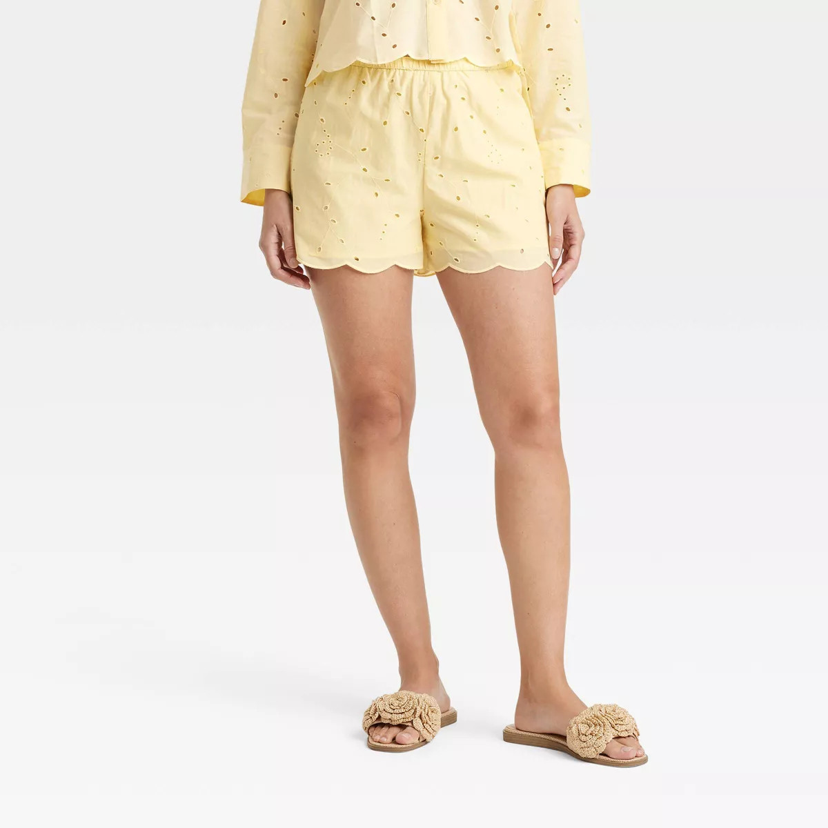Women's High-Rise Eyelet Boxer Pull-On Shorts - A New Day™ Yellow XS | Target