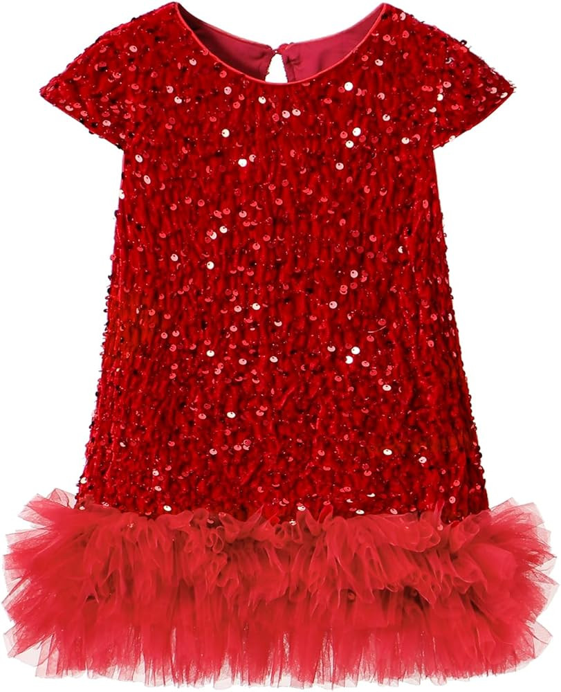 Tutu.kk Toddler Girls Sequin Dress A-Line Sparkly Sleeveless Wedding Gown Party Dresses for Girls | Amazon (US)