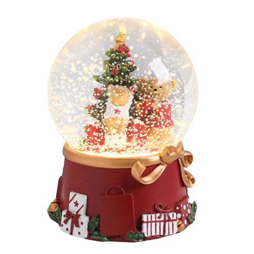 Taman Christmas Snow Globe, Christmas Tree with Bear Musical Snowglobe Lighted Christmas Decorations Tabletop Home Décor(No Auto Snowflake) | Amazon (US)