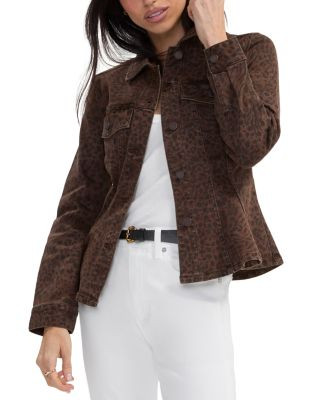 Liverpool Los Angeles Cotton-Blend Animal Print Flare Hem Trucker Jacket | Bloomingdale's (US)
