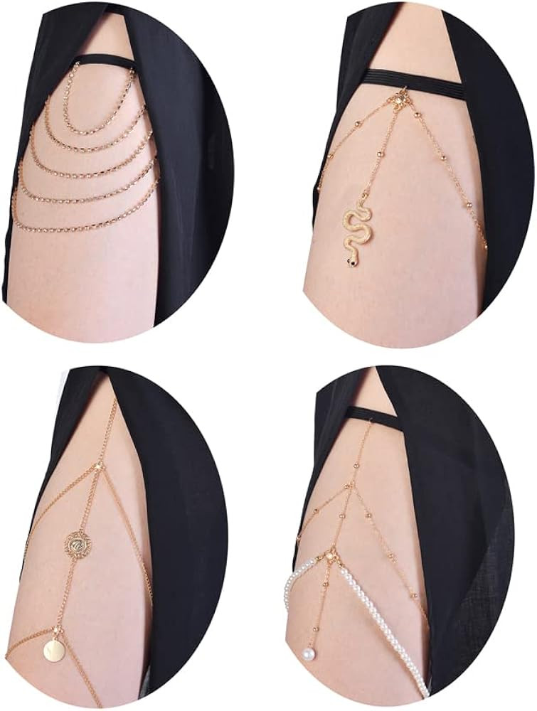 Tornito 4-8Pcs Sexy Body Chain Belly Waist Chain Necklace Summer Beach Bikini Bra Body Jewelry fo... | Amazon (US)