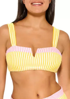 Crown & Ivy™ Seersucker V-Wire Bra Swim Top | Belk