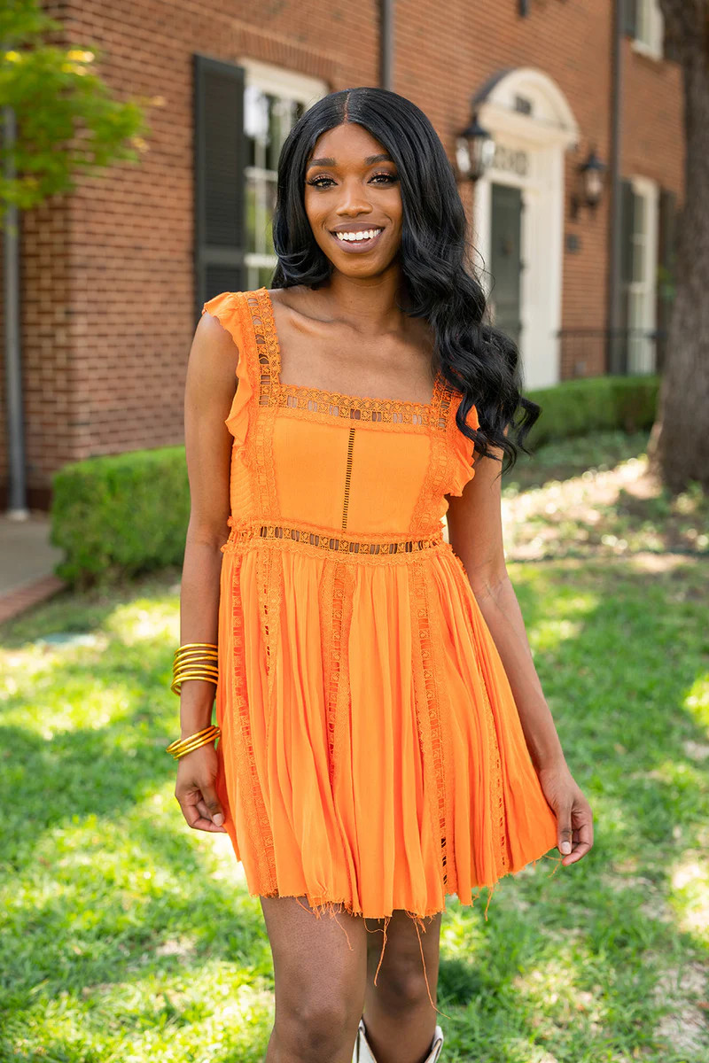 BuddyLove | Adams Laced Mini Dress | Orange | BuddyLove