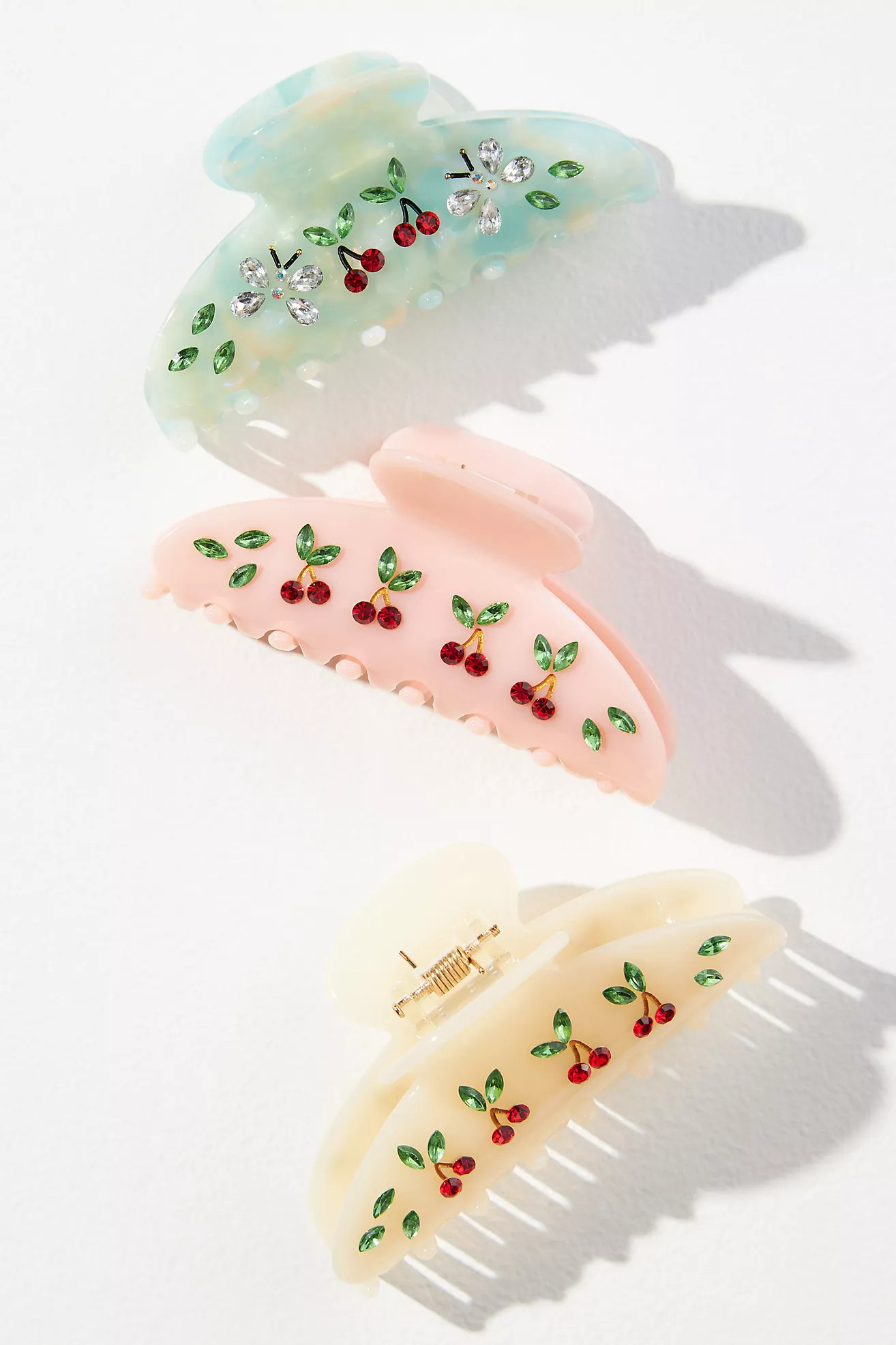 Crystal Cherries Claw Hair Clips, Set of 3 | Anthropologie (US)
