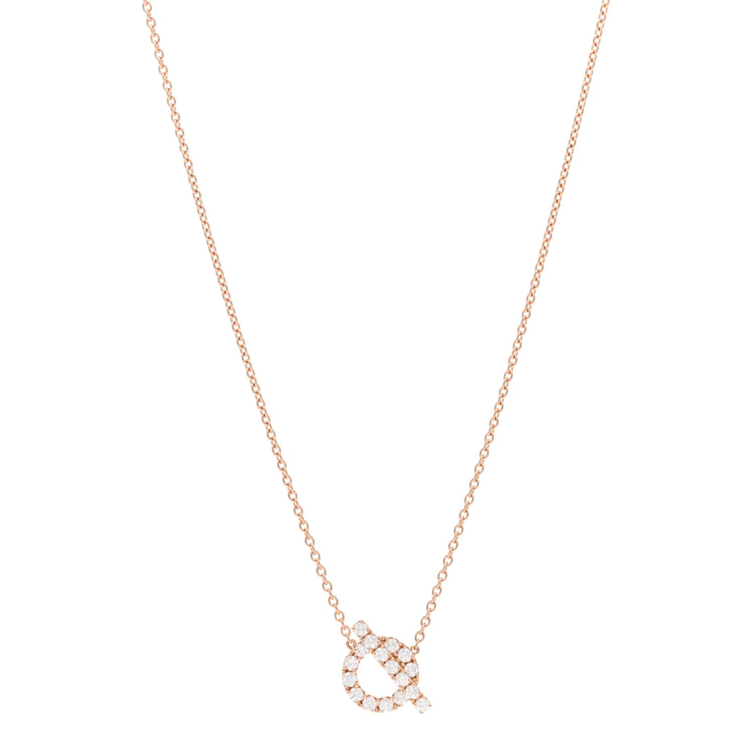 18K Rose Gold Diamond Finesse Pendant Necklace | FASHIONPHILE (US)