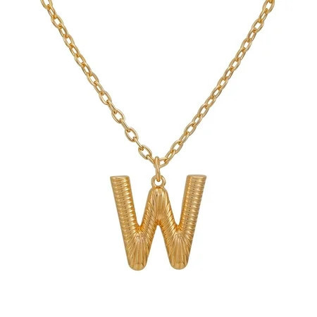 Time and Tru Women's Goldtone Initial W Necklace with Giftable Pouch | Walmart (US)
