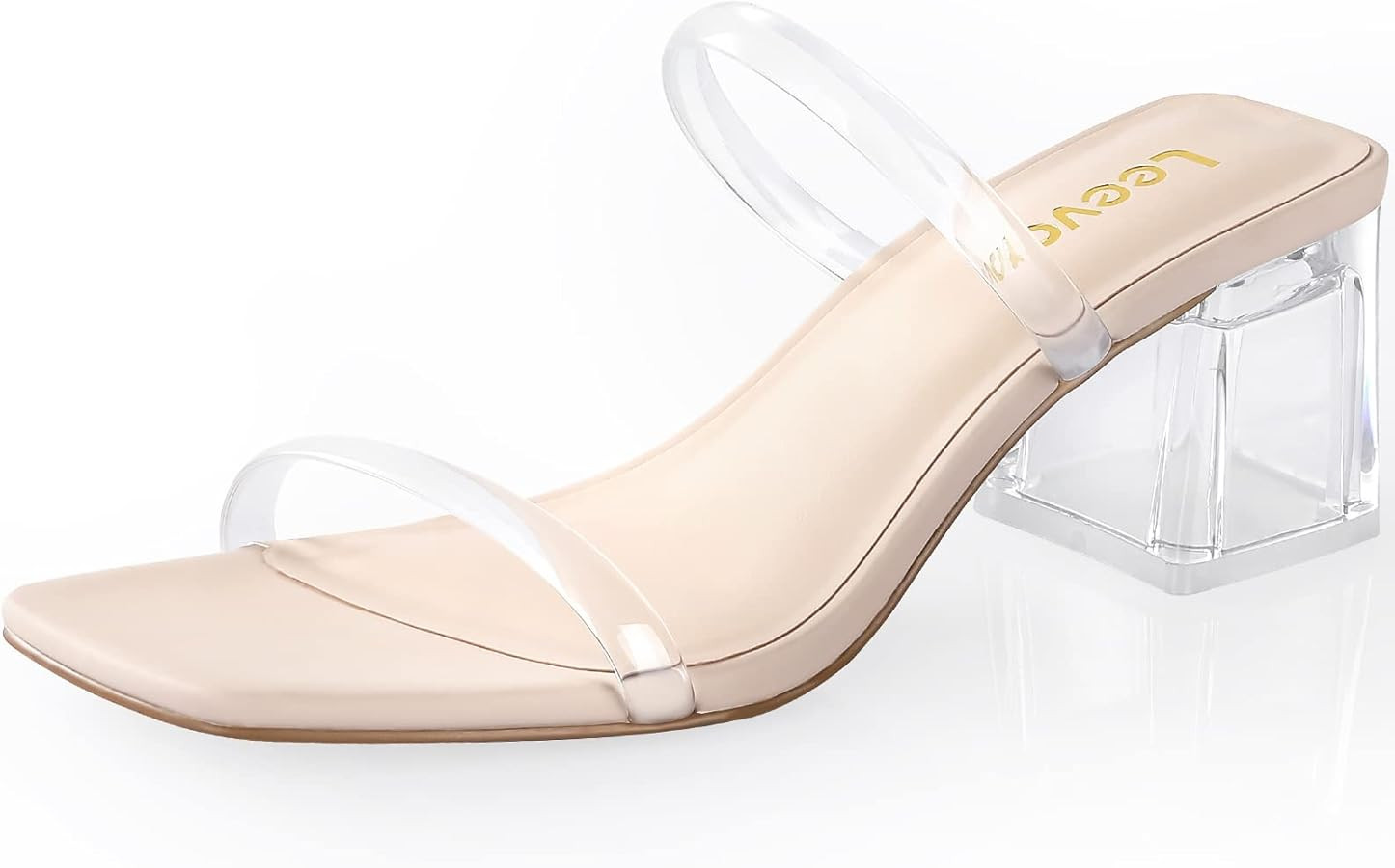 Leevar Square Toe Heeled Sandals for Women - Women's Low Block Heels Sandals - 2.25IN Open Toe An... | Amazon (US)