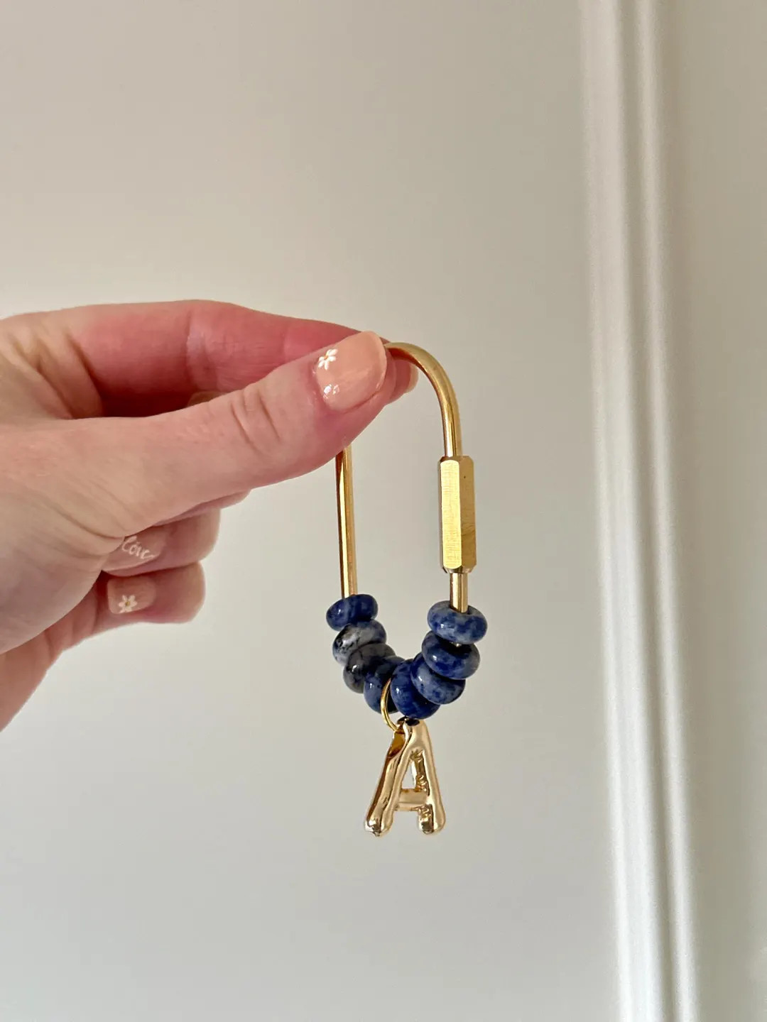 Natural Stone Personalized Letter Keychain | Initial Keychain | Letter Bag Charm | Gold Plated Le... | Etsy (US)