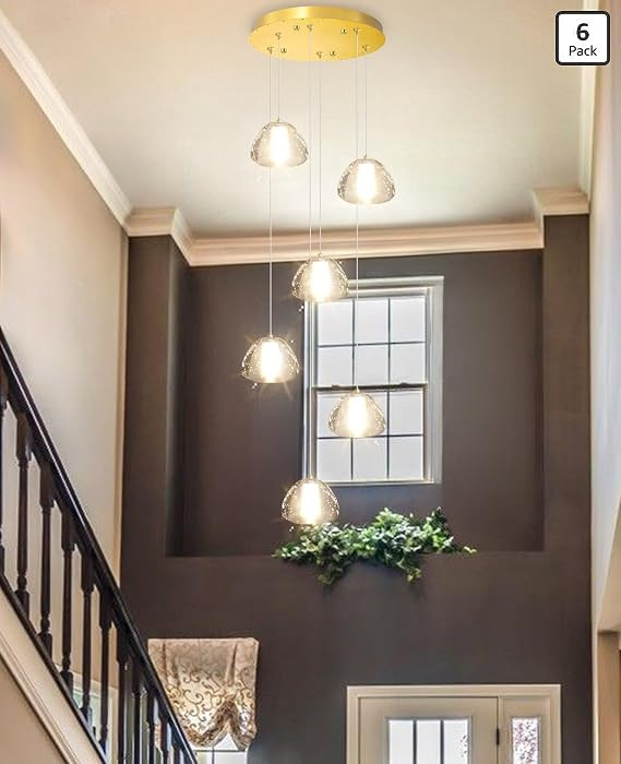 Mini Crystal Chandeliers for Kitchen Island 6-Lights LED Pendant Light for Dining Room Bedroom Fo... | Amazon (US)