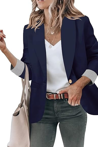 Genhoo Blazer Jackets for Women Open Front Long Sleeve Casual Work Office Blazers with Pockets S-... | Amazon (US)