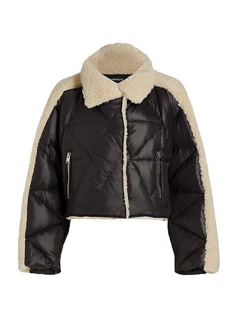 LAMARQUE Sharon Nylon &amp; Faux Fur Cropped Puffer Jacker | Saks Fifth Avenue