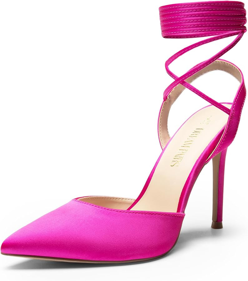 DREAM PAIRS Women's Strappy High Stilletos Heels Pointed Toe Sexy Slingback Lace Up Dress Wedding... | Amazon (US)