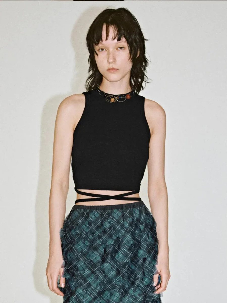 Viscose Cotton Blend Sleeveless Crew Neck Tank Tops | Urban Revivo