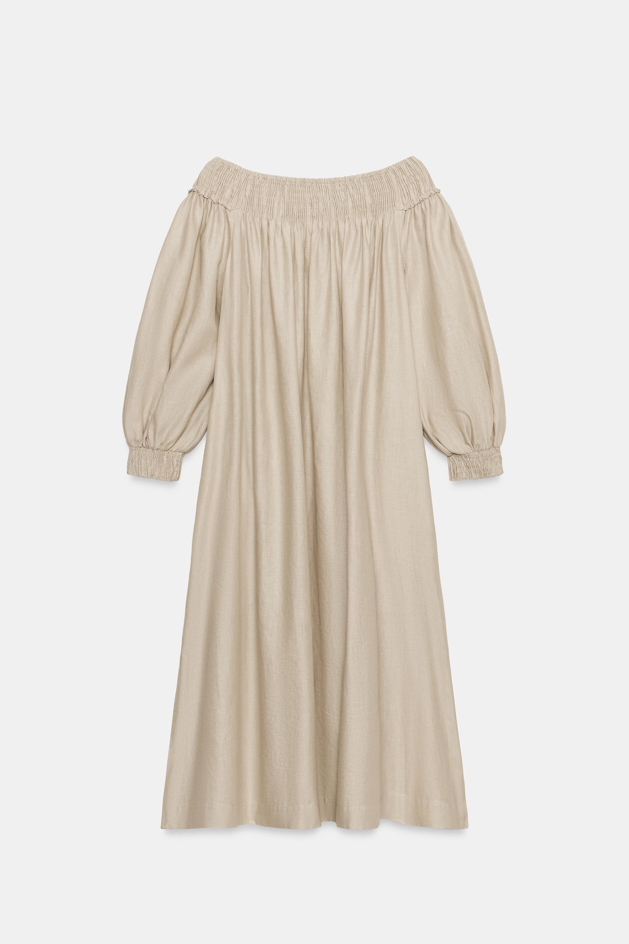 ZW COLLECTION LINEN BLEND MIDI DRESS | Zara Canada