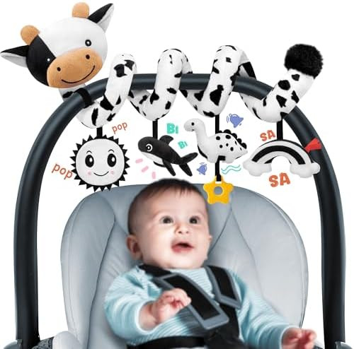 Spiral Car Seat Baby Toys 0-6 Months, Infant Carseat High Contrast Sensory Toys Hanging Stroller ... | Amazon (US)