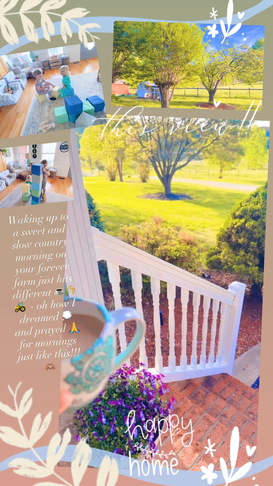 Waking up to a sweet and slow country morning on your forever farm just hits different ☕️🚜🌾 - oh how I dreamed of 💭 and prayed for 🙏 mornings just like this!! 🫶🏽 