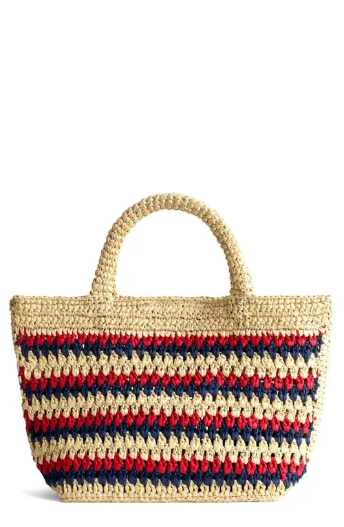 Madewell The Woven Mini Tote in Red Navy Stripe at Nordstrom | Nordstrom