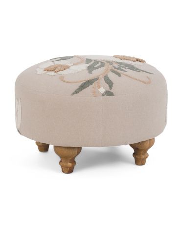 14.5in Floral Embroidered Ottoman | Marshalls