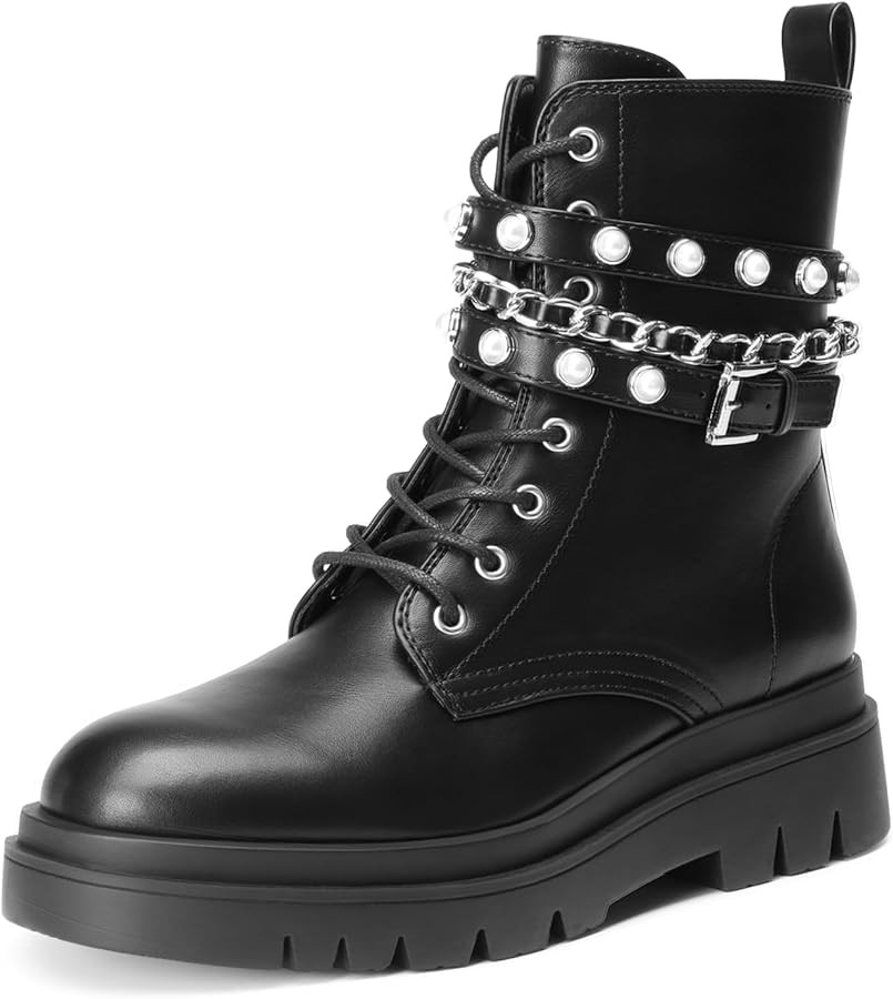 DREAM PAIRS Women's Fashion Platform Combat Boots Lace Up Lug Sole Goth Ankle Booties Shoes | Amazon (US)