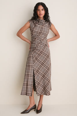 Otter Plaid Burke Draped Midi Dress | Tuckernuck (US)