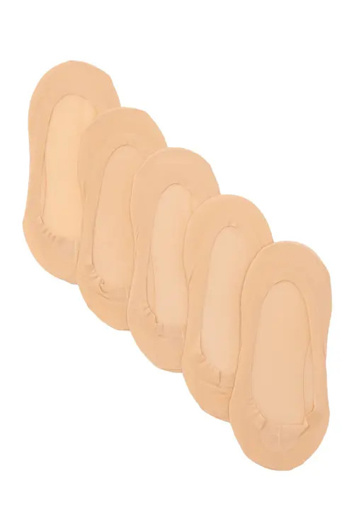 MeMoi Fine Edge Sock Liners - Pack of 5 in Beige at Nordstrom | Nordstrom
