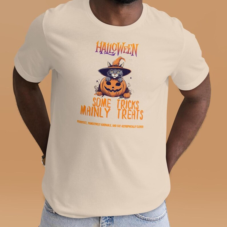 Some Tricks Mainly Treats Shirt, Halloween Cat Shirt, Retro Halloween, Halloween Shirt, Black Cat... | Etsy (US)